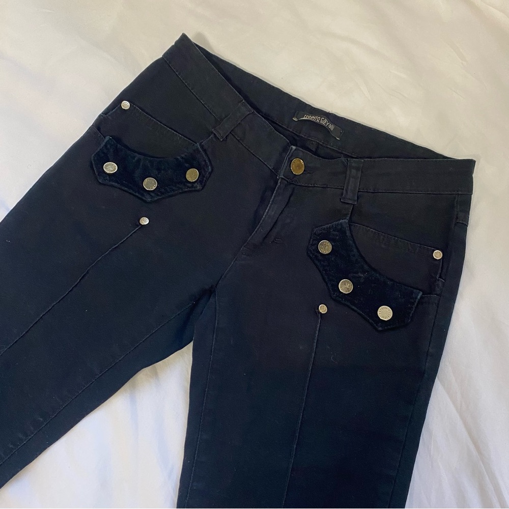 Roberto Cavalli Vintage Low Rise Capris with Velvet Detailing🖤